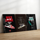 Black Kaws, Air Jordan & Dunk Glass Wall Art Bundle.